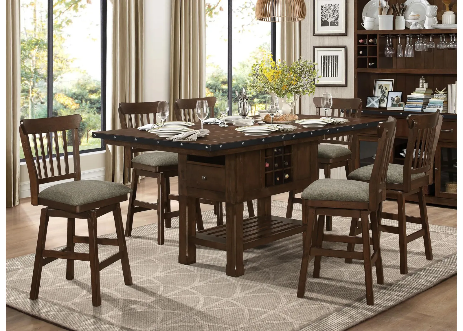 Blofeld 7-pc. Counter Height Dining Set W/ Swivel Stools