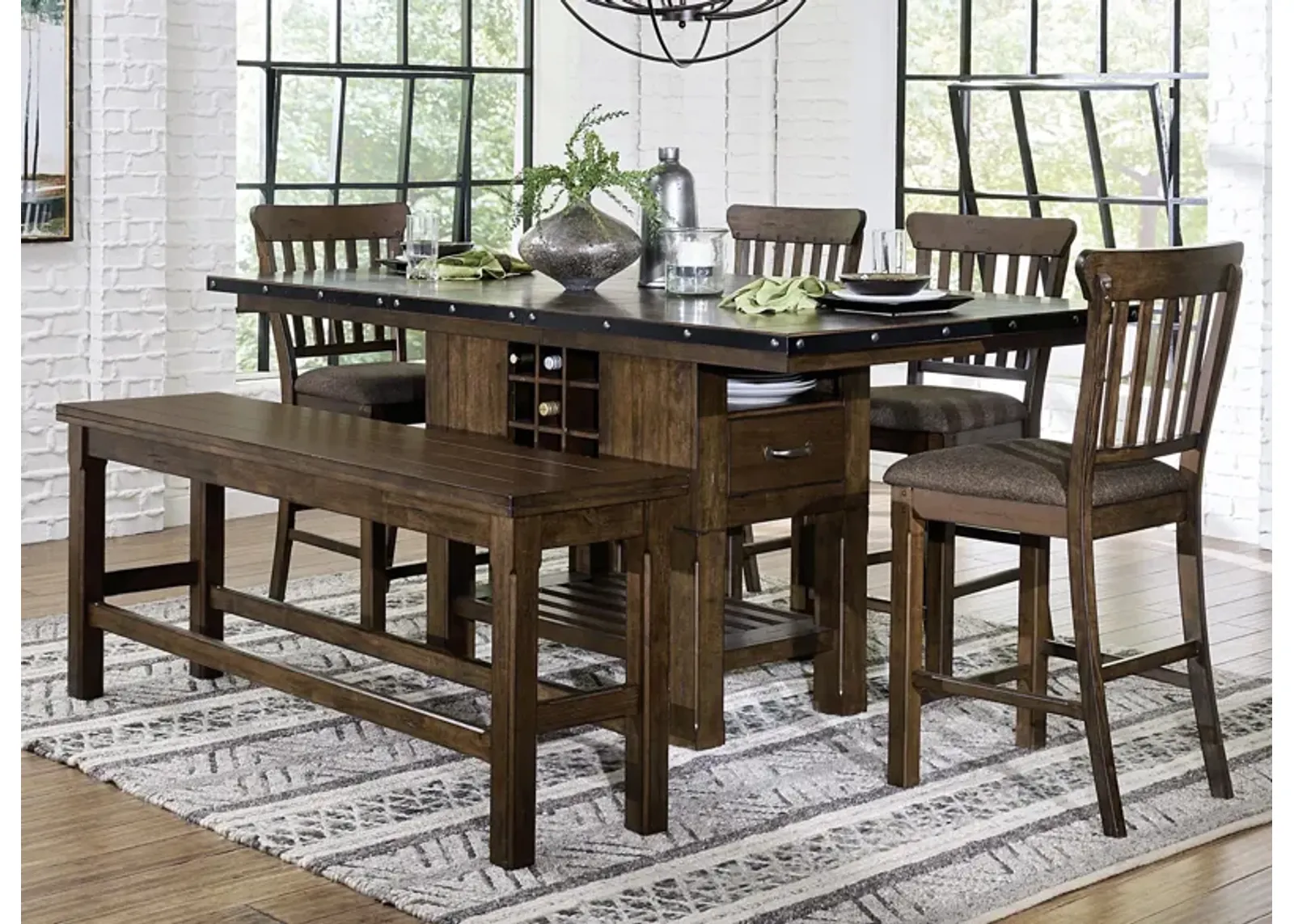 Blofeld 6-pc Counter Height Dining Set in Dark Brown by Homelegance