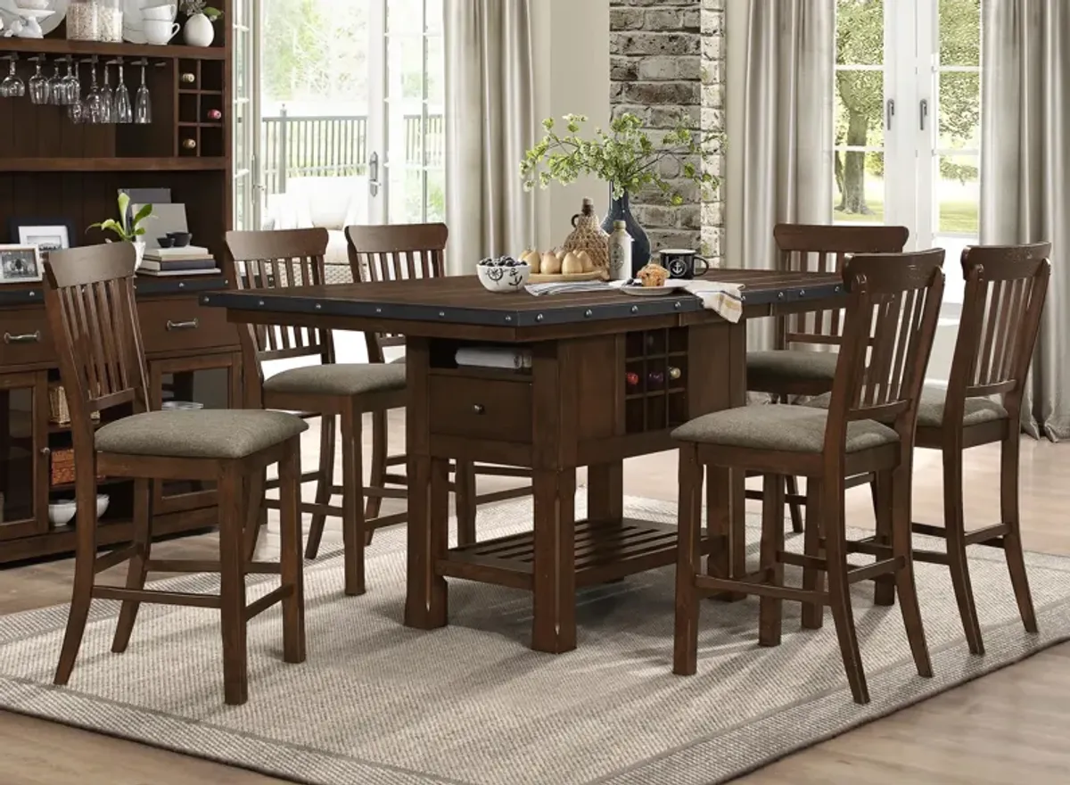 Blofeld 7-pc Counter Height Dining Set in Dark Brown by Homelegance