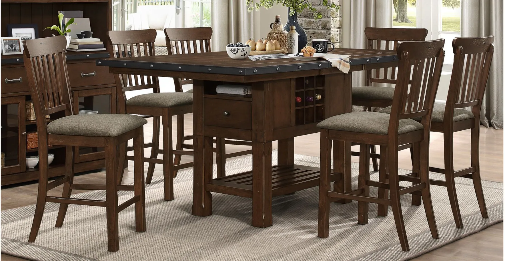 Blofeld 7-pc. Counter Height Dining Set in Dark Brown by Homelegance