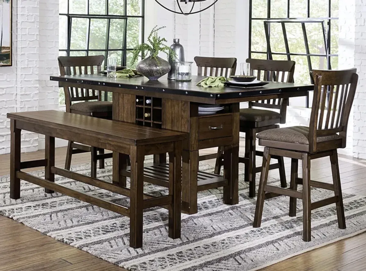 Blofeld 6-pc Counter Height Dining Set W/ Swivel Stools in Dark Brown by Homelegance