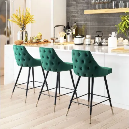 Piccolo Counter-Height Stool in Green, Black & Gold by Zuo Modern