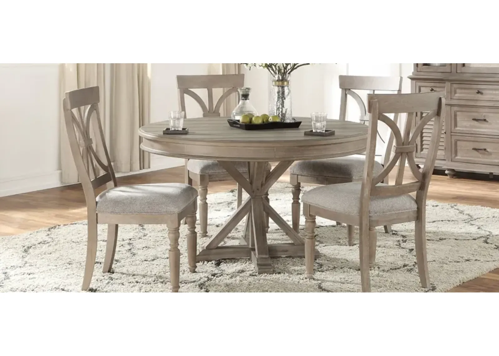 Larkin 5-pc Round Dining Set in Driftwood Light Brown by Bellanest