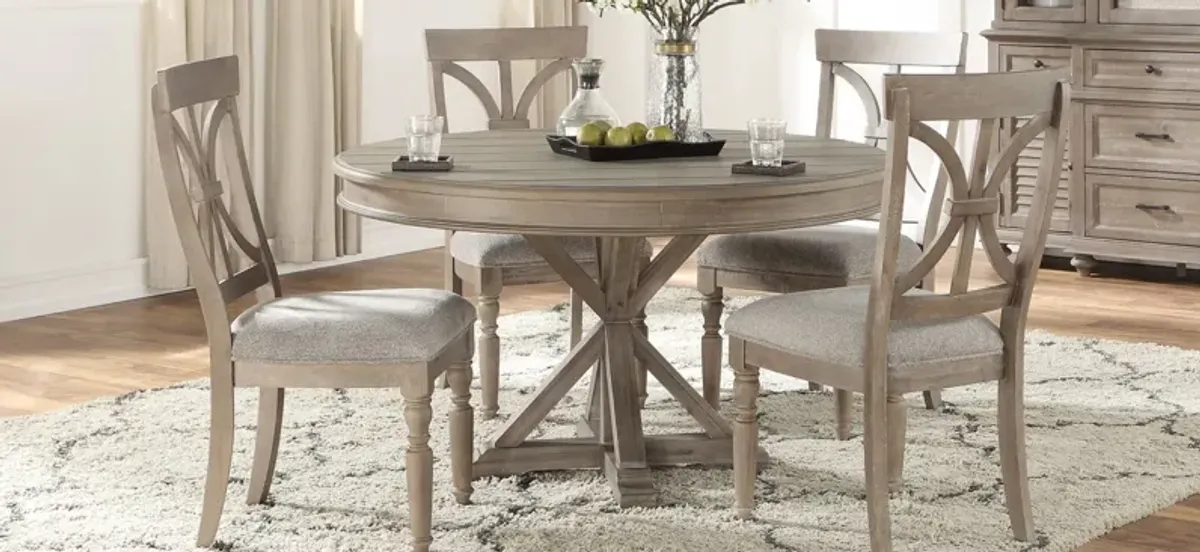 Larkin 5-pc Round Dining Set in Driftwood Light Brown by Bellanest