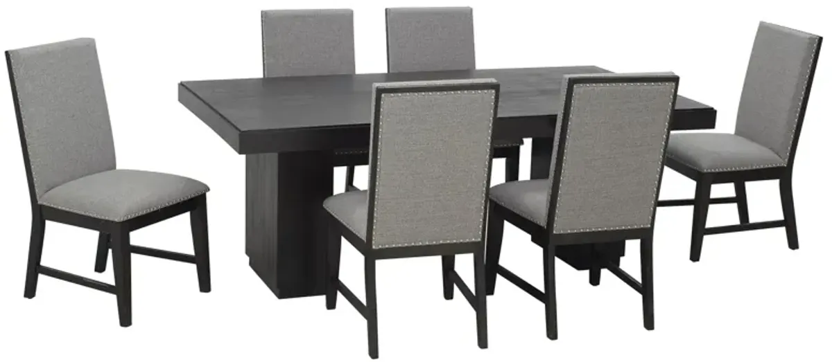 Watson 7-pc. Dining Set in Black Finishing on Acacia Veneer by Elements International Group