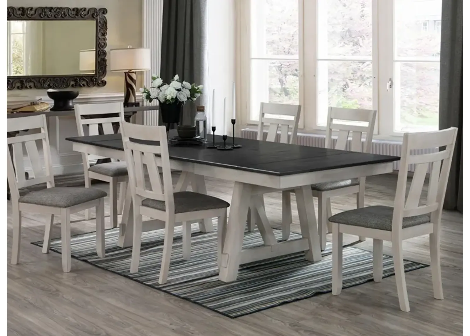 Maribelle 7-pc.Dining Set in Antique White and Gray by Crown Mark