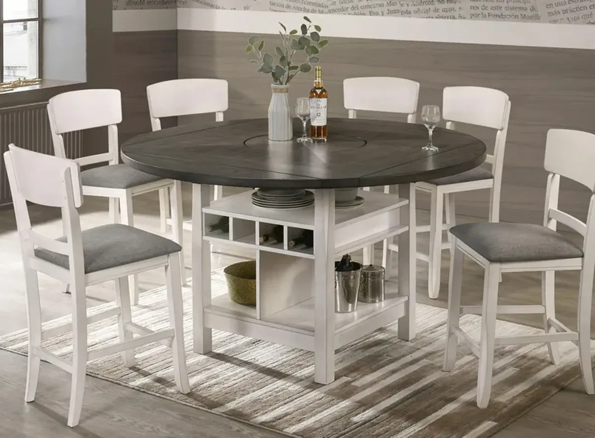 Cammie 7-pc. Counter-Height Dining Set in Antique White and Gray by Crown Mark