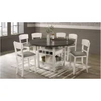 Cammie 7-pc. Counter-Height Dining Set in Antique White and Gray by Crown Mark