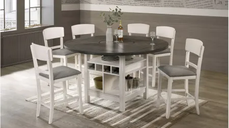 Cammie 7-pc. Counter-Height Dining Set in Antique White and Gray by Crown Mark