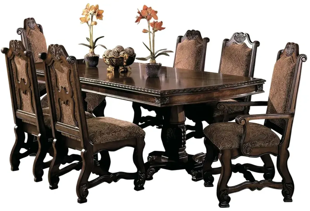 Neo Renaissance 7-pc. Dining Set in Beige / Warm Cherry by Crown Mark