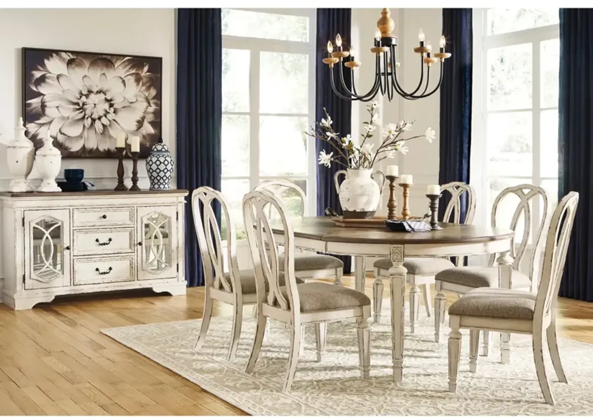 Delphine 7-pc. Dining Set in Chipped White by Ashley Furniture