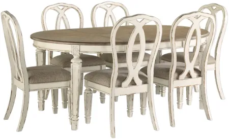 Delphine 7-pc. Dining Set in Chipped White by Ashley Furniture
