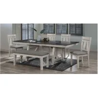 Maribelle 6-pc. Dining Set w/ Bench in Antique White and Gray by Crown Mark