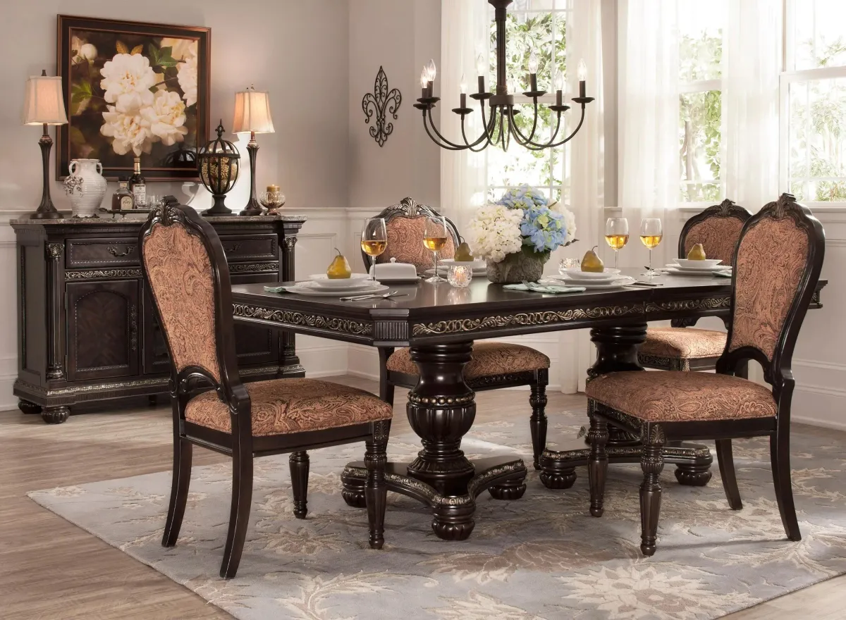 Regal Manor 5-pc Dining Set in Brown Multi / Cherry by Homelegance