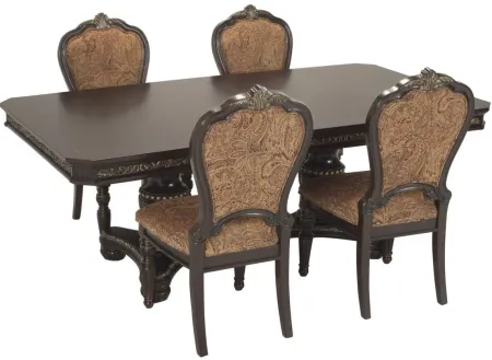 Regal Manor 5-pc. Dining Set in Brown Multi / Cherry by Homelegance