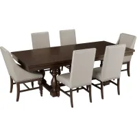 Halloran 7-pc. Dining Set in Stone Gray / Cherry by Homelegance