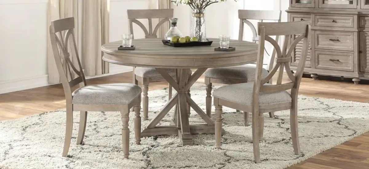 Larkin Round Dining Table in Driftwood Light Brown by Bellanest