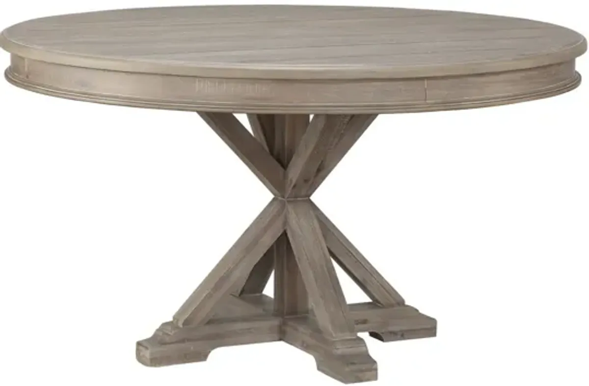 Larkin Round Dining Table in Driftwood Light Brown by Bellanest