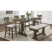 Carlson 6-pc. Counter-Height Dining Set with Bench in Brown by Crown Mark
