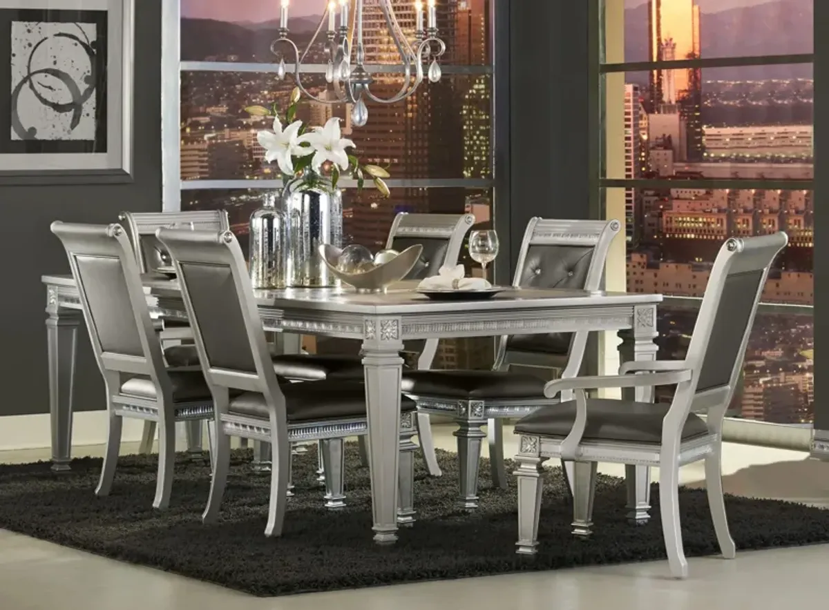 Florentina 7-pc Dining Set in Silver & Dark Gray by Homelegance