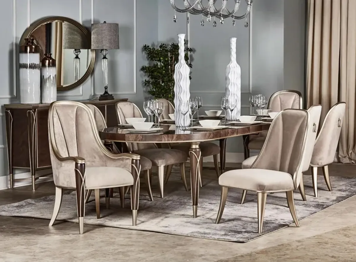 Villa Cherie 9pc Dining Set in Hazelnut by Amini Innovation