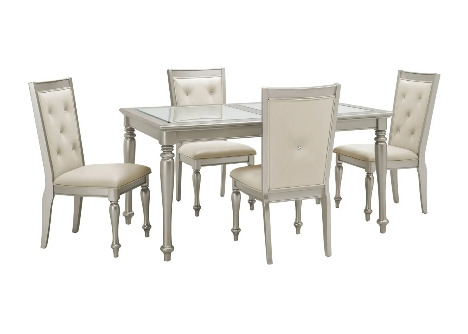 Tiffany 5-pc. Dining Set in Cream / Silver by Homelegance