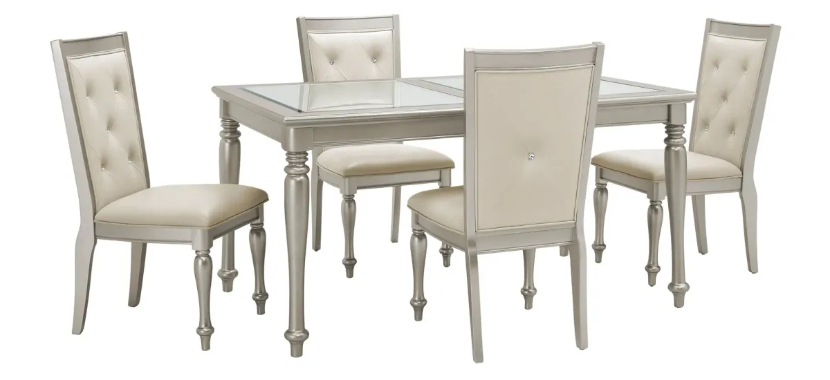 Tiffany 5-pc. Dining Set in Cream / Silver by Homelegance