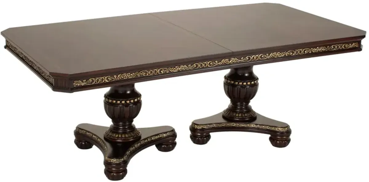 Regal Manor Dining Table W/ Leaves in Brown Multi / Cherry by Homelegance