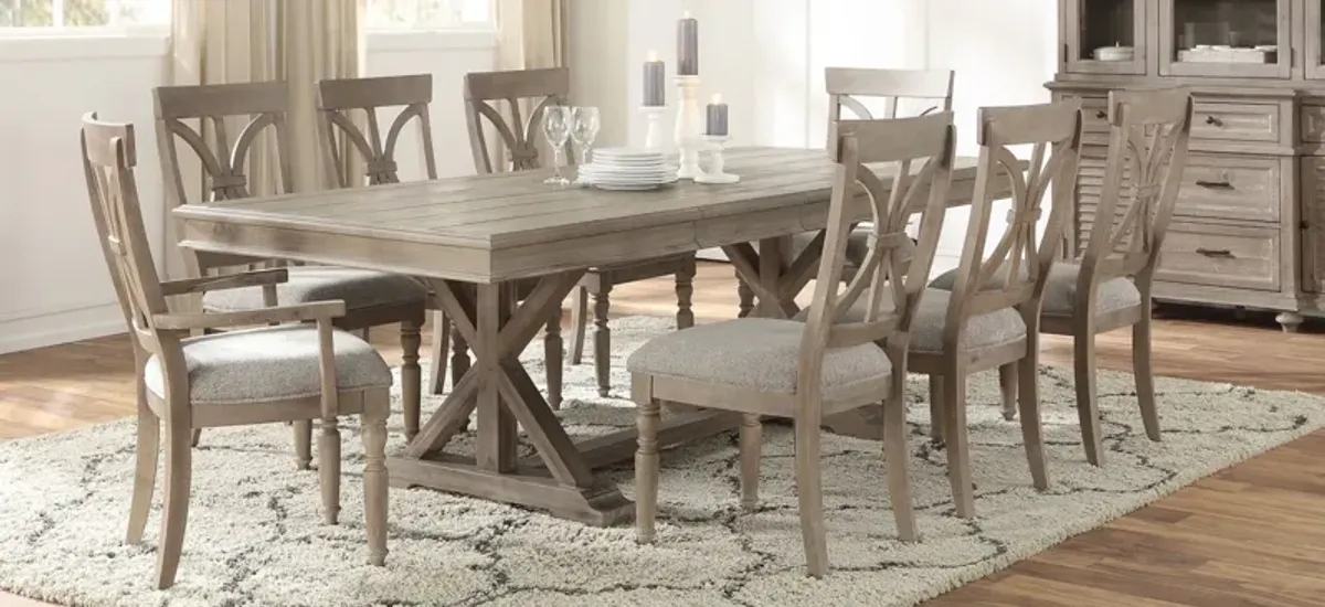 Larkin Dining Table in Driftwood Light Brown by Bellanest