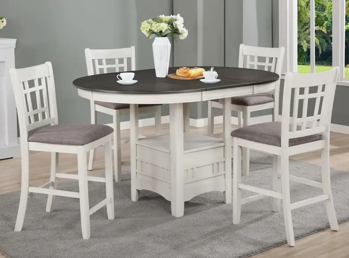 Hartwell 5-pc. Counter-Height Dining Set in Antique White and Gray by Crown Mark