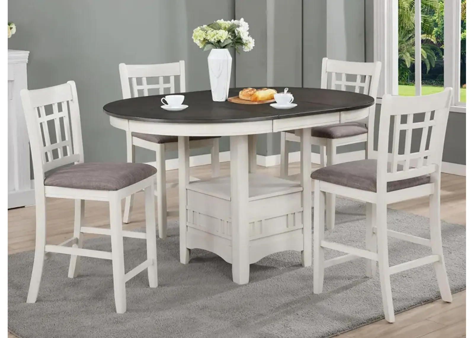 Hartwell 5-pc. Counter-Height Dining Set in Antique White and Gray by Crown Mark