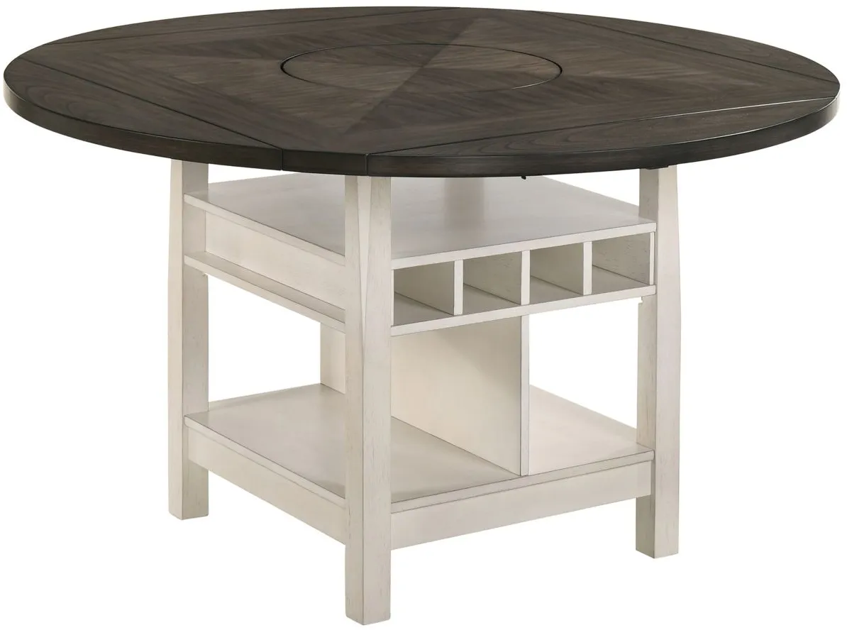 Cammie Counter-Height Dining Table w/ Leaf in Antique White and Gray by Crown Mark