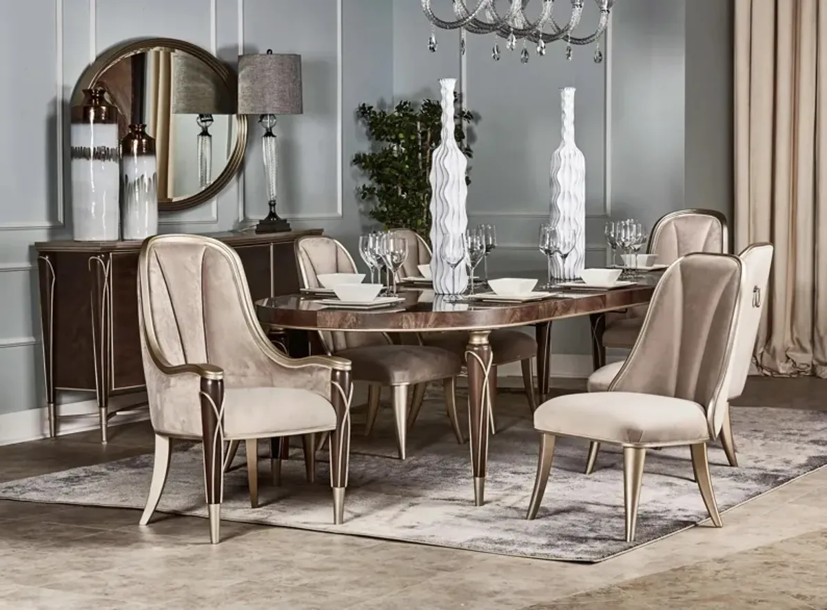 Villa Cherie 7pc Dining Set in Hazelnut by Amini Innovation