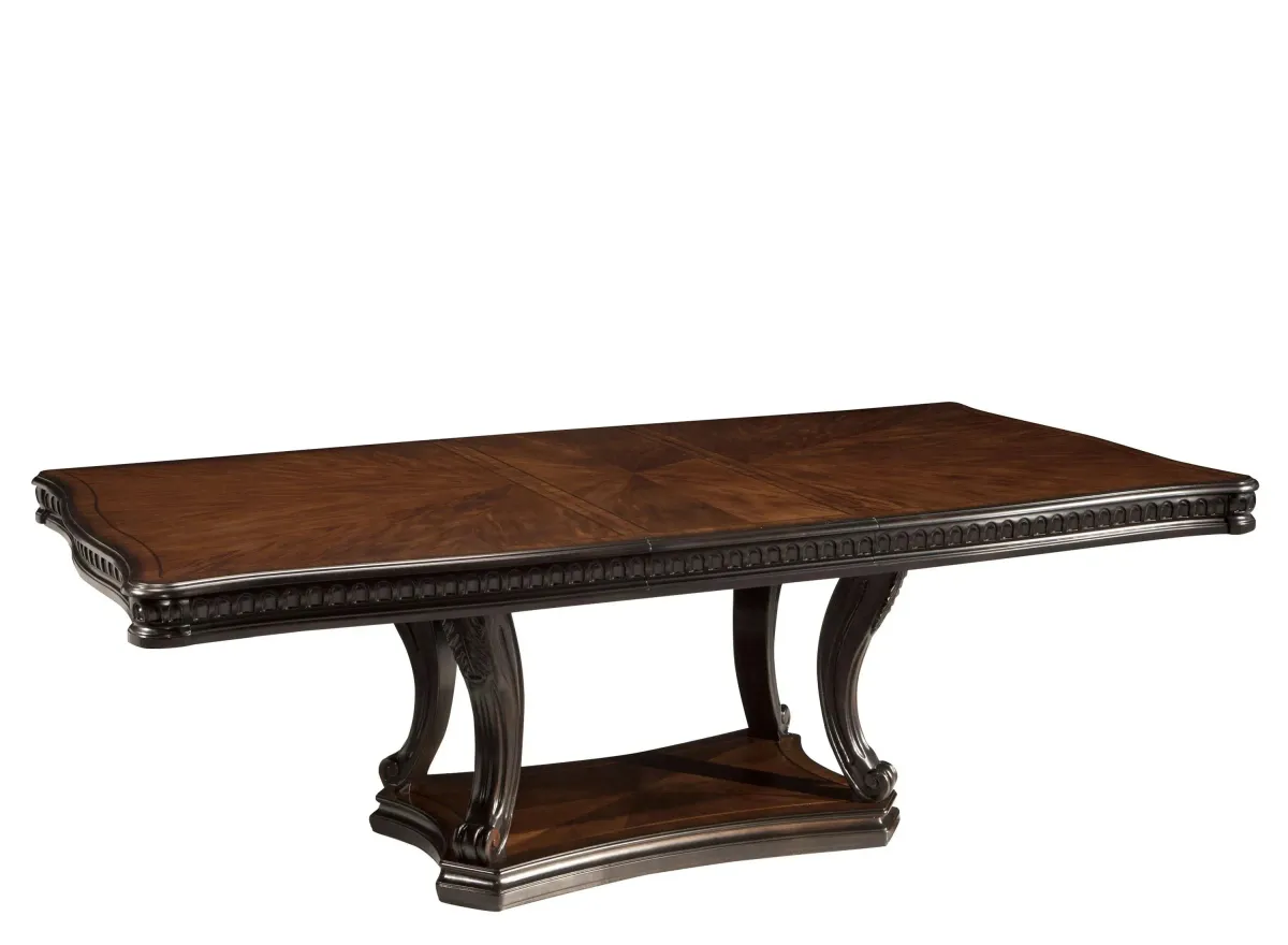 Bradford Heights Pedestal Dining Table w/Leaves in Cinnamon / Black by Bellanest