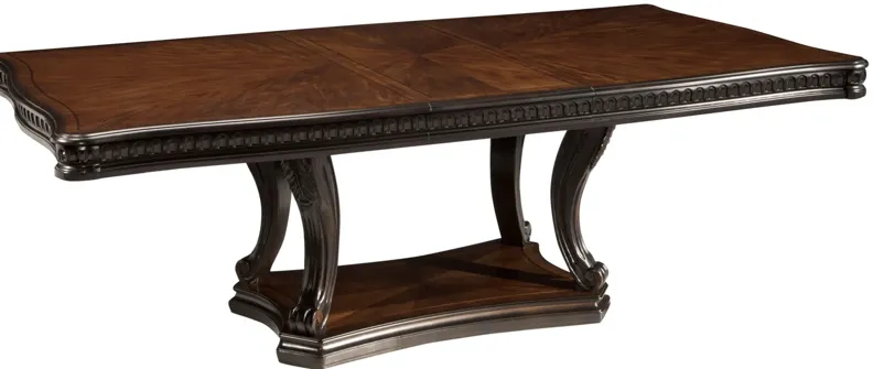 Bradford Heights Pedestal Dining Table w/Leaves in Cinnamon / Black by