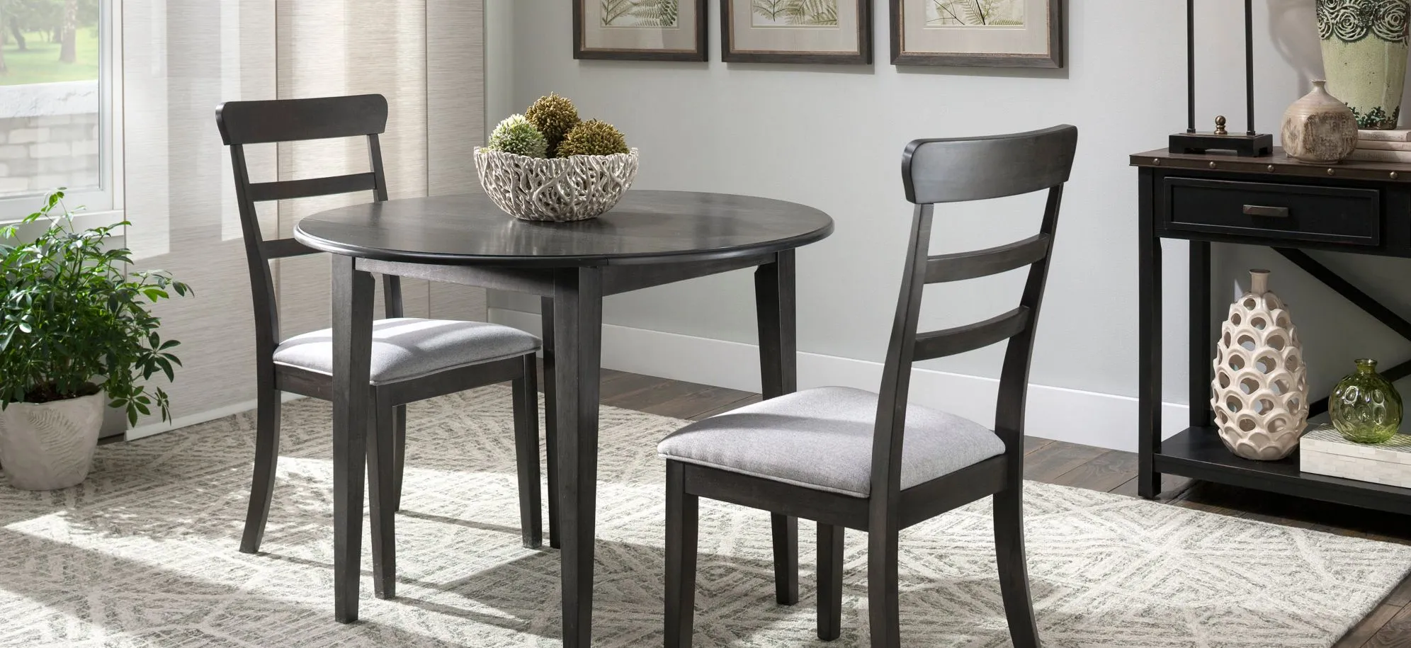 Hayes Drop Leaf Dining Table in Charcoal Gray by Bellanest