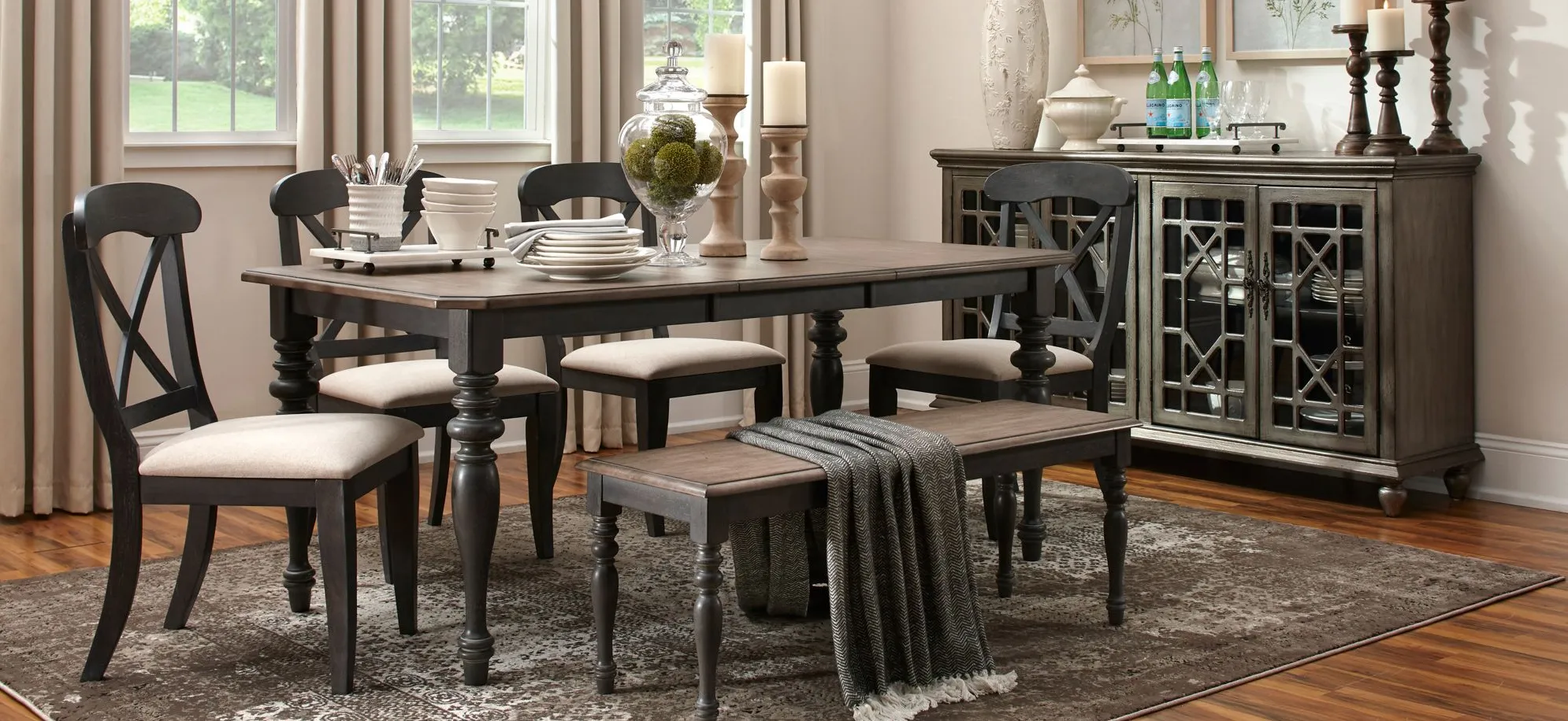 Charleston Dining Table w/ Leaf in Slate w/ Weathered Pine Finish by Liberty Furniture