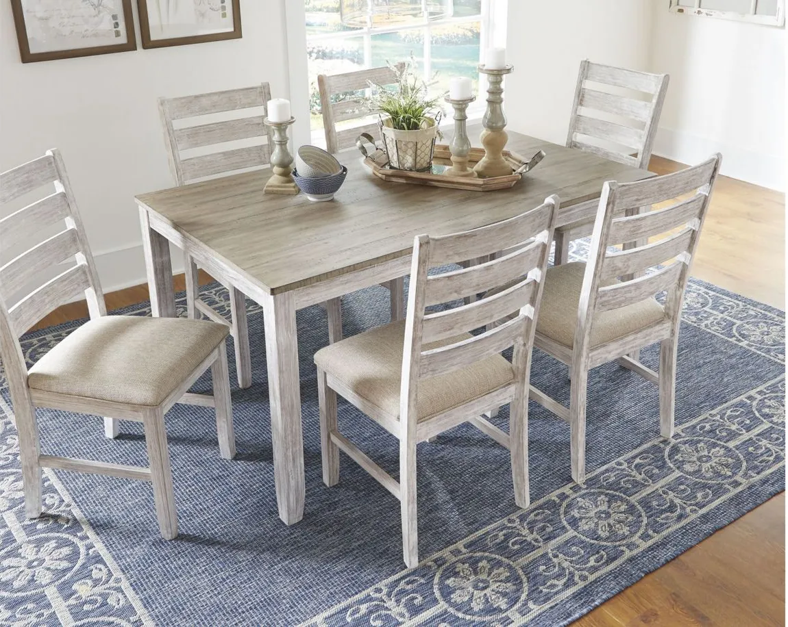 Jonette Dining Table Set - Set of 7 in White/Light Brown by Ashley Furniture