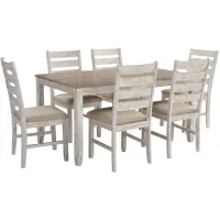Jonette Dining Table Set - Set of 7 in White/Light Brown by Ashley Furniture