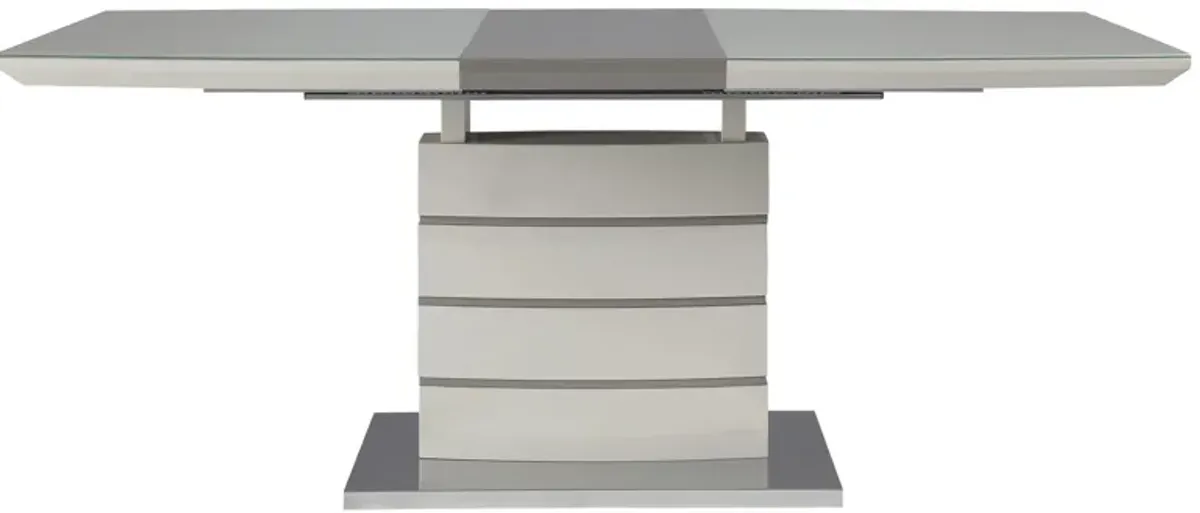 Springer Dining Room Table in 2-Tone Finish (Ultra-Bright High Gloss White and Gray-Taupe) by Homelegance