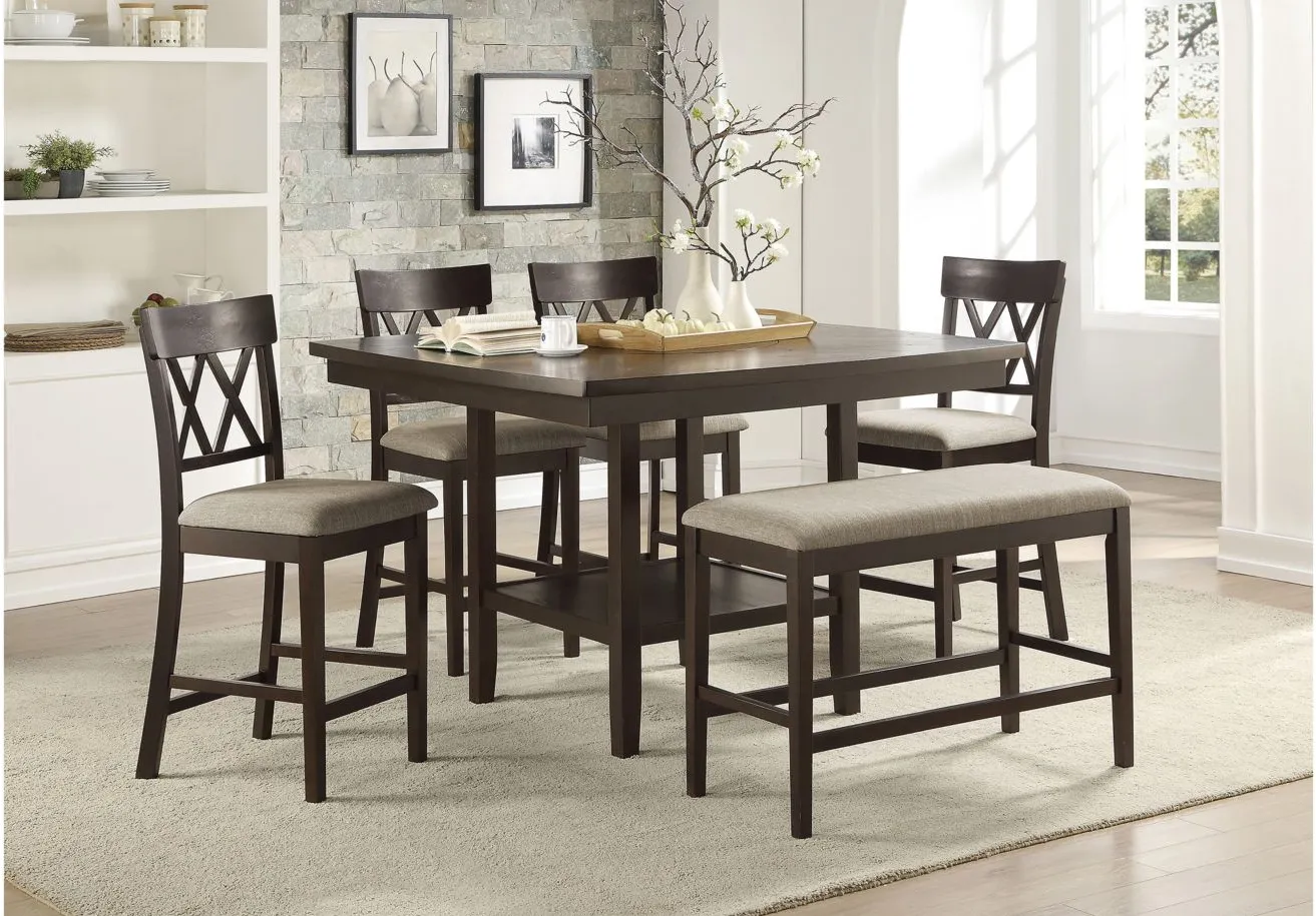 Elmore Counter Height Dining Room Table With Lazy Susan in Dark Brown by Homelegance