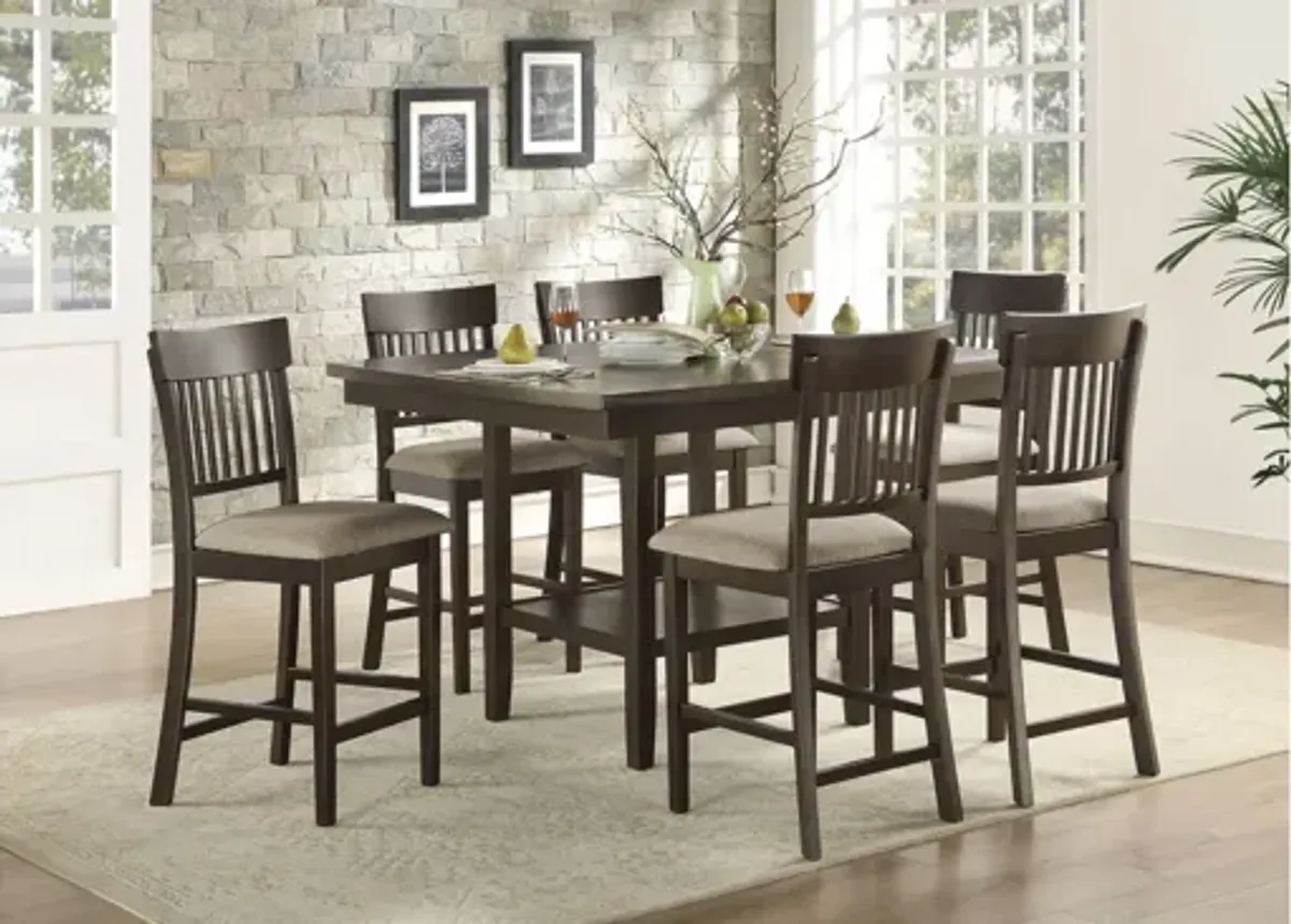 Elmore Counter Height Dining Room Table With Lazy Susan in Dark Brown by Homelegance