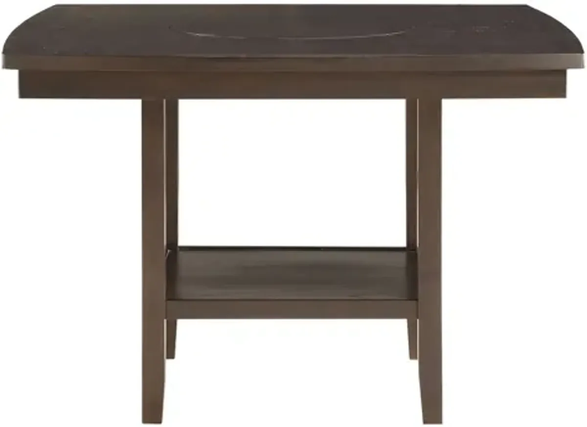 Elmore Counter Height Dining Room Table With Lazy Susan in Dark Brown by Homelegance