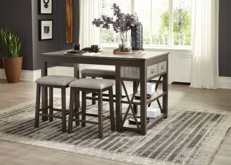 Pike Counter Height Dining Room Table in 2-Tone Finish (Gray and Black) by Homelegance