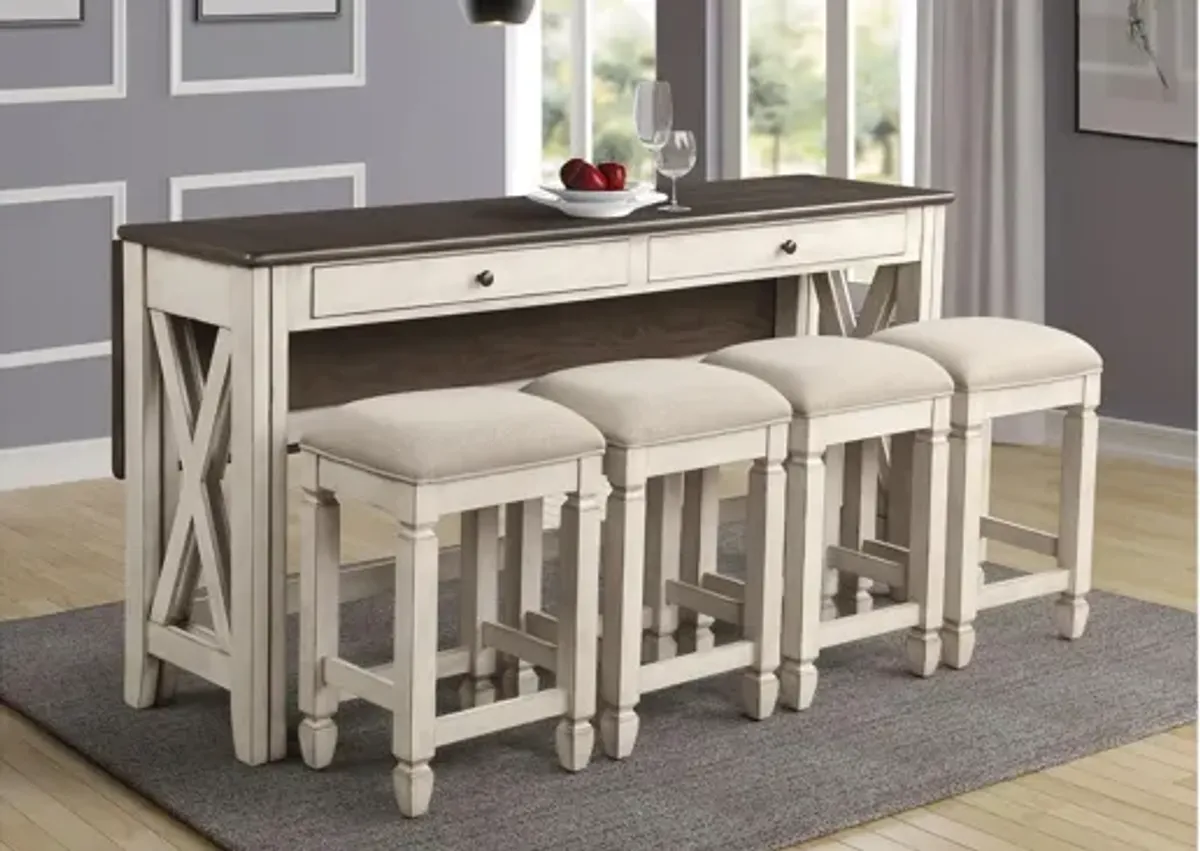 Waverly Counter Height Drop Leaf Table with 4 stools