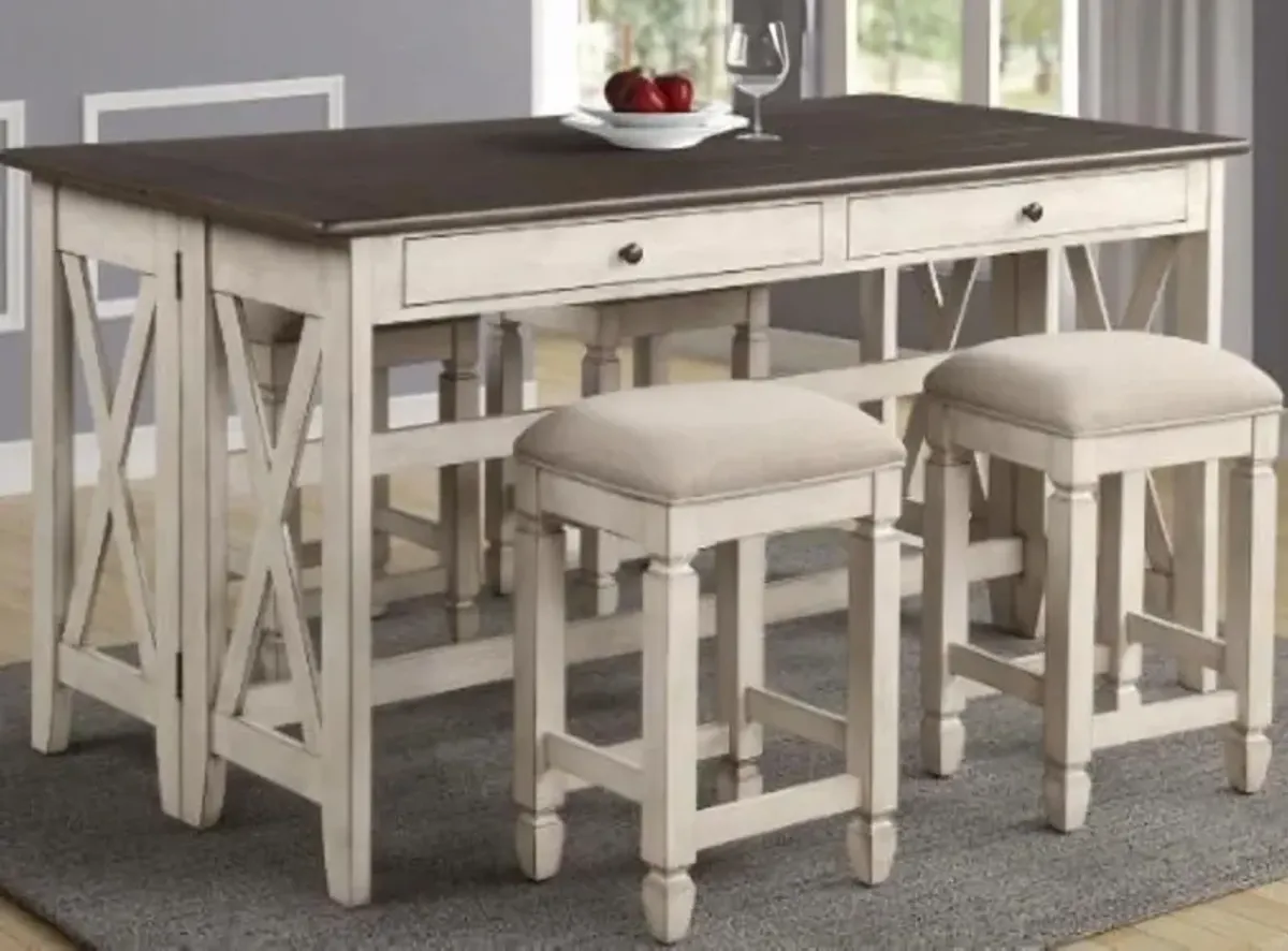 Waverly Counter Height Drop Leaf Table with 4 stools