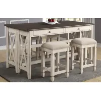 Waverly Counter Height Drop Leaf Table with 4 stools in White by Bernards Furniture Group