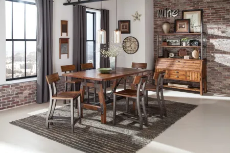 Dayton Counter Height Dining Table in 2-Tone Finish (Rustic Brown & Gunmetal) by Homelegance