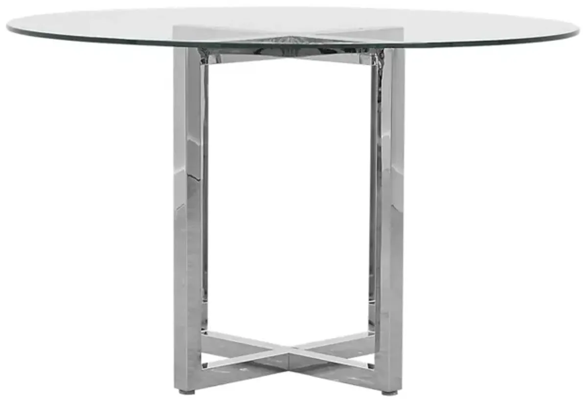 Amalfi Round Glass Counter-Height Dining Table in Glass/Chrome by Bellanest