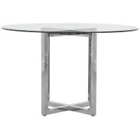 Amalfi Round Glass Counter-Height Dining Table in Glass/Chrome by Bellanest